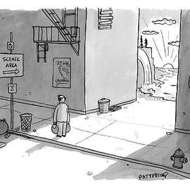 A Man Passing An Alley With A Sign Pointing by Jason Patterson