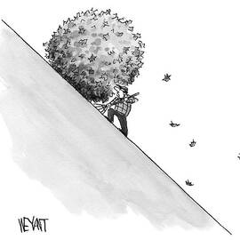 A Man Rakes Leaves Uphill by Christopher Weyant