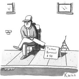 A Man Sits With A Saw Next To A Sign That Reads by Zachary Kanin