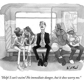 A Man Sitting On The Subway Announces by Will McPhail