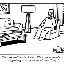 A Man Speaks On The Phone In His Living Room by Bruce Eric Kaplan