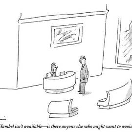 A Man Speaks To A Receptionist In A Lobby by Michael Maslin