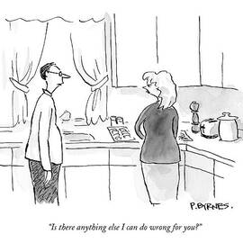 A Man Speaks To A Woman In A Kitchen by Pat Byrnes