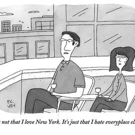 A Man Speaks To A Woman On A Balcony In The City by Peter C. Vey