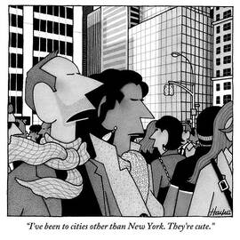 A Man Speaks To His Wife In The Midst Of New York by William Haefeli