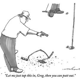 A Man With A Handgun Is Talking And Aiming by Michael Crawford