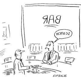 A Manis Speech Bubble With The Word Scotch by David Sipress