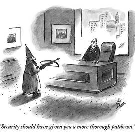 A Medieval Man Aims A Crossbow At An Executive by Frank Cotham