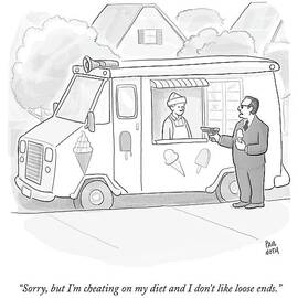 A Mob Guy Holding Points A Gun At A Vendor In An by Paul Noth