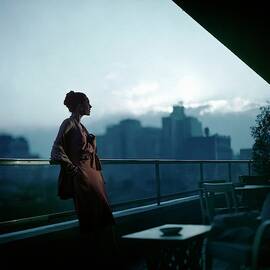 A Model Wearing A Clare Potter Dress At Moma by Constantin Joffe