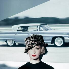 A Model Wearing A Leopard Print Hat by John Rawlings