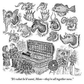 A Mourner Addresses A Woman Whose Dead Husband by Edward Koren