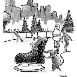 A Mouse Pushes Another Mouse In A Large Ice Skate by Corey Pandolph