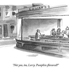A Parody Of Edward Hopper's Painting Nighthawks by Bob Eckstein