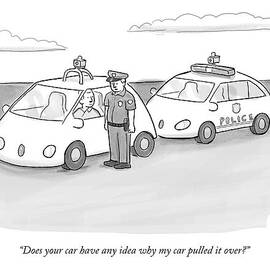 A Police Officer In A Futuristic Smart-car Pulls by Paul Noth