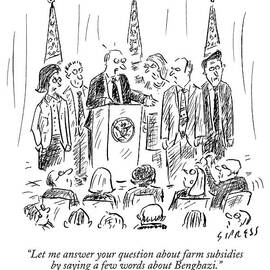 A Politician Speaks At A Podium by David Sipress