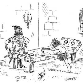 A Prisoner Is Seen Stretching On A Torture Rack by David Sipress