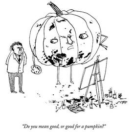 A Pumpkin With A Face And Legs Holds A Paintbrush by Edward Steed