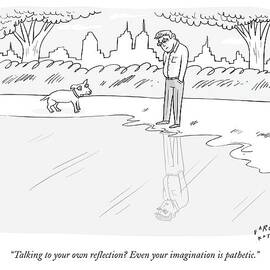 A Sad-looking Man Looks At His Reflection by Farley Katz