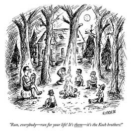 A Scout Leader Tells A Group Of Young Campers by David Sipress