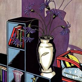 A Skyscraper Style Bookcase With A Vase by Marion Wildman