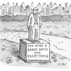 A Statue Of A Man Reading by Roz Chast