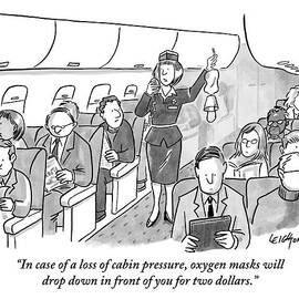 A Stewardess Is Holding Up An Oxygen Mask by Robert Leighton