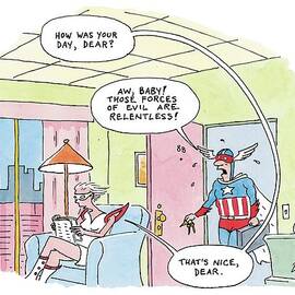 A Superheroine Reads A Magazine In An Armchair by Jack Ziegler