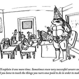 A Teenage Mutant Ninja Turtle Stands Holding by Farley Katz