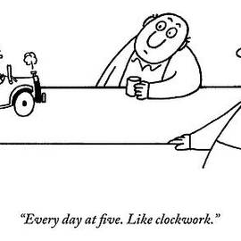 A Tiny Man In A Tiny Car Drives On A Bar by Charles Barsotti