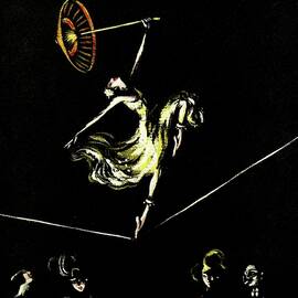 A Vanity Fair Cover Of A Woman Tightrope Walking by Dorothy Ferriss