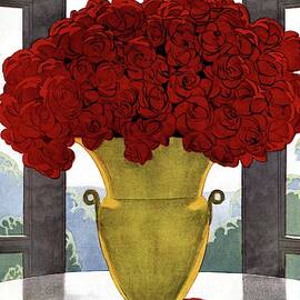 A Vase With Red Roses by Andre E Marty