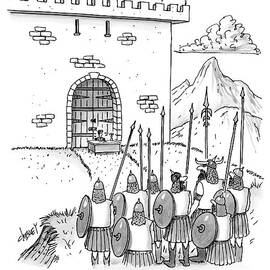 A Viking Army Stands Before A Castle Gate Where by Tom Cheney