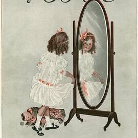 A Vintage Vogue Magazine Cover Of A Girl Smiling by Artist Unknown