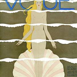 A Vintage Vogue Magazine Cover Of A Naked Woman by Georges Lepape