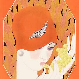 A Vintage Vogue Magazine Cover Of A Woman Eating by Georges Lepape