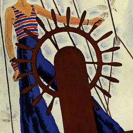 A Vintage Vogue Magazine Cover Of A Woman by Jean Pages