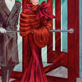 A Vogue Cover Of A Couple In A Revolving Door by Georges Lepape
