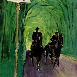 A Vogue Cover Of A Couple Riding Horses by Carl Oscar August Erickson