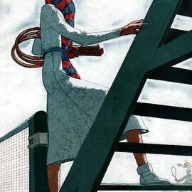 A Vogue Cover Of A Woman At A Tennis Court by Jean Pages