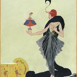 A Vogue Cover Of A Woman Holding A Doll by Helen Dryden