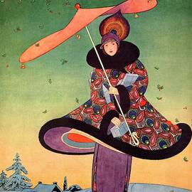 A Vogue Cover Of A Woman Holding An Umbrella by George Wolfe Plank