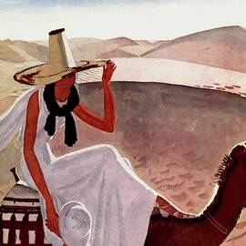 A Vogue Cover Of A Woman On A Camel by Pierre Mourgue