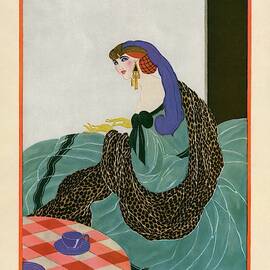 A Vogue Cover Of A Woman Putting On Gloves by Helen Dryden