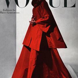A Vogue Cover Of A Woman Wearing A Red by Horst P. Horst