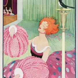 A Vogue Cover Of A Woman Wearing Pink by George Wolfe Plank