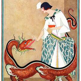 A Vogue Cover Of A Woman With A Chinese Dragon by George Wolfe Plank