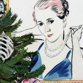 A Vogue Cover Of A Woman With A Christmas Tree by Carl Oscar August Erickson