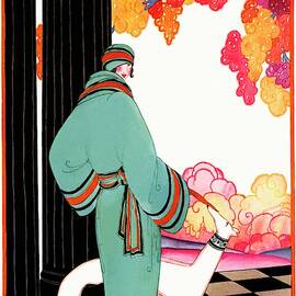 A Vogue Cover Of A Woman With A Dog by Helen Dryden