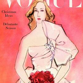 A Vogue Cover Of A Woman With Roses by Carl Oscar August Erickson